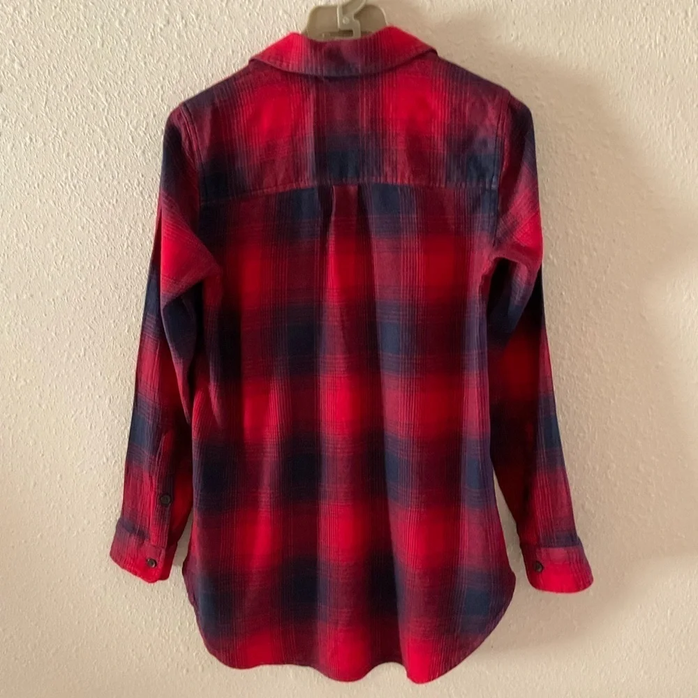 Madewell Classic Ex-Boyfriend Flannel Shirt Red/Blue Wilder Plaid Women’s Sz XS - Picture 2 of 14